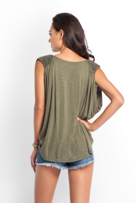 beaded one shoulder top