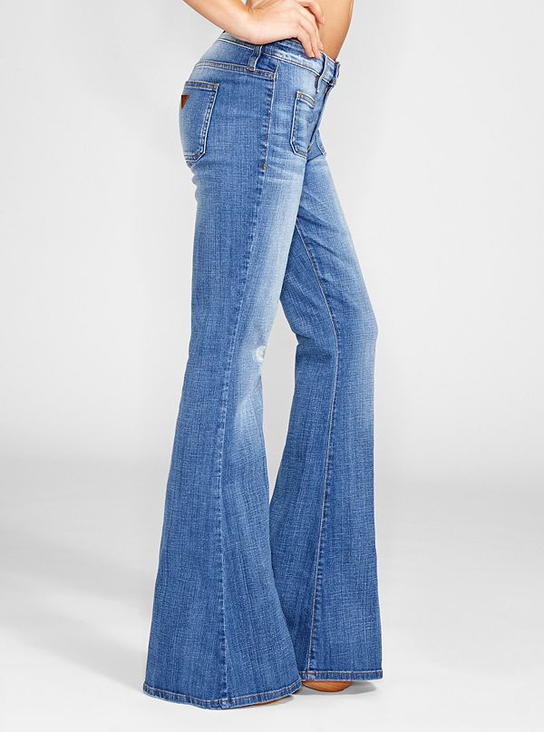 70s Mid Rise Flare Jeans In Rossen Wash
