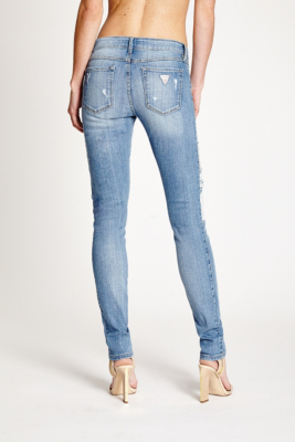 Mid-Rise Patched and Mended Skinny Jeans | GUESS.com