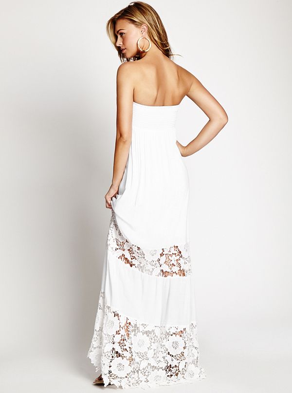 Embroidered-Lace Maxi Dress | GUESS.com