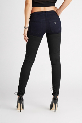 Low-Rise Lace-Up Skinny Jeggings with Silicone Rinse | GUESS.ca