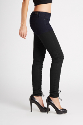 LowRise LaceUp Skinny Jeggings with Silicone Rinse