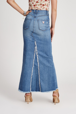 1981 Vintage Long Denim Skirt in Picture Show Wash
