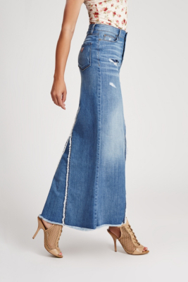 1981 Vintage Long Denim Skirt In Picture Show Wash Guessca 2127