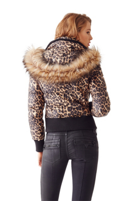 LongSleeve CheetahPrint Puffer Jacket