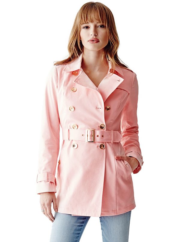 Long-Sleeve Trench Coat | GUESS.com