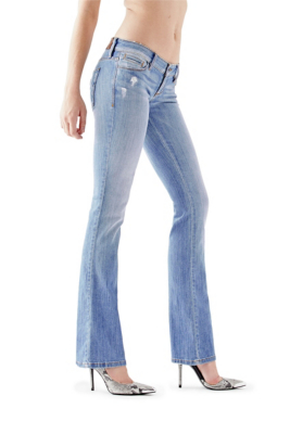 Ultra-Low Rise Bootcut Jeans in Blue Mellow Wash | GUESS.com