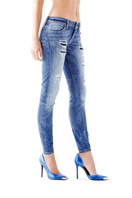 Mid-Rise Power Curvy Jeans in Blue Rumors Wash | GUESS.com