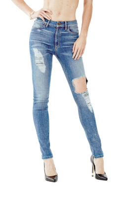 1981 High-Rise Skinny Jeans in Ringside Destroy Wash | GUESS.com