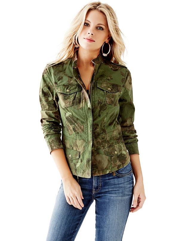 Overdyed Floral Camo Jacket | GUESS.ca