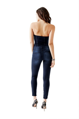 Denim Moto ZipUp Jumpsuit in Dame Wash GUESS.ca
