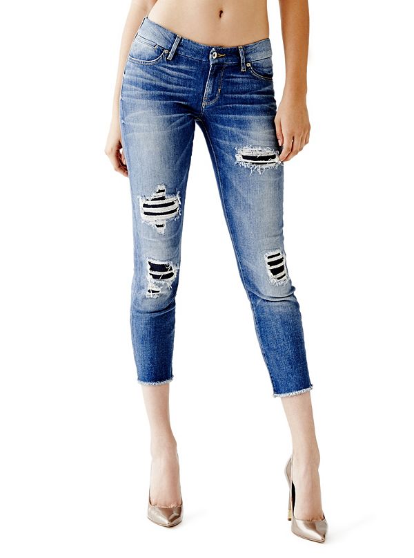 Mid-Rise Pencil Skinny Cropped Jeans in Moccasin Wash | GUESS.com