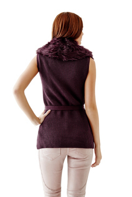 sweater vest with faux fur collar