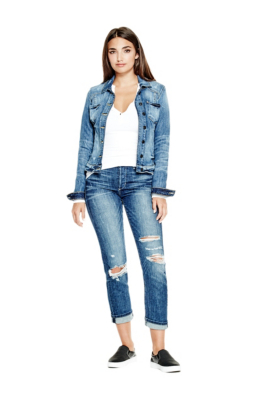 Tailored Denim Jacket in Bastillo Destroy Wash | GUESS.com