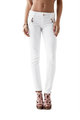low waisted white jeans