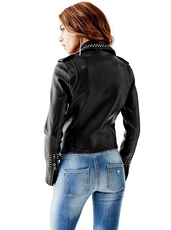 Studded Leather Moto Jacket | GUESS.com