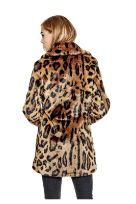 Abigal Leopard Faux-Fur Coat | GUESS.com