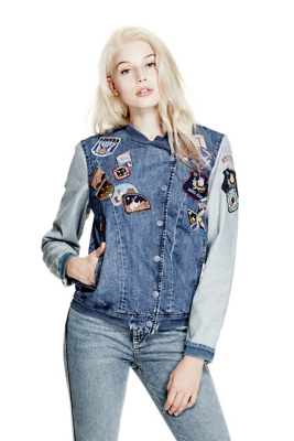 iGUESS Originalsi Patch Denim Bomber Jacket iGUESSi ca iGUESS Originalsi Patch Denim Bomber Jacket iGUESSi ca