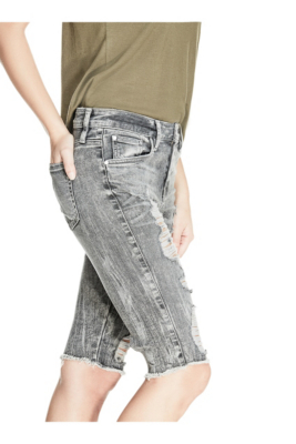 Solange Distressed Bermuda Shorts GUESS.ca