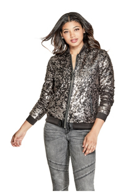 guess sequin bomber jacket
