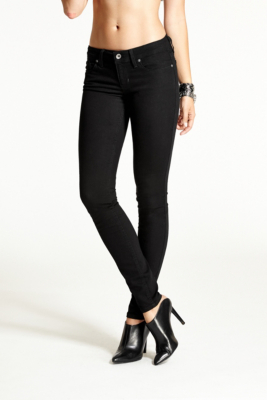 Low-Rise Power Skinny Jeans with Black Silicone Rinse | GUESS.com