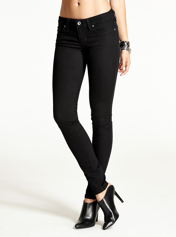 Low-Rise Power Skinny Jeans with Black Silicone Rinse | GUESS.com