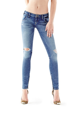Low-Rise Moto Skinny Jeans in Jamestown Wash | GUESS.ca