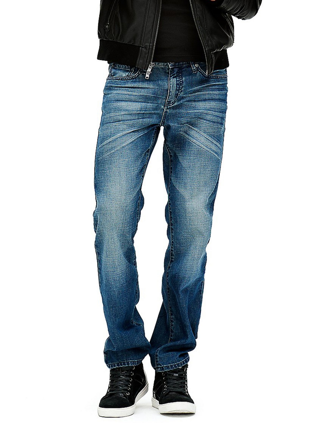 GUESS Men's Delmar Slim Straight Jeans in Medium Wash | eBay