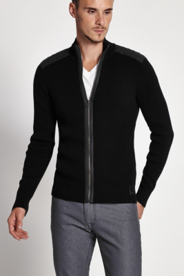 Darious Quilted Faux Leather and Knit Sweater | GbyGuess.com
