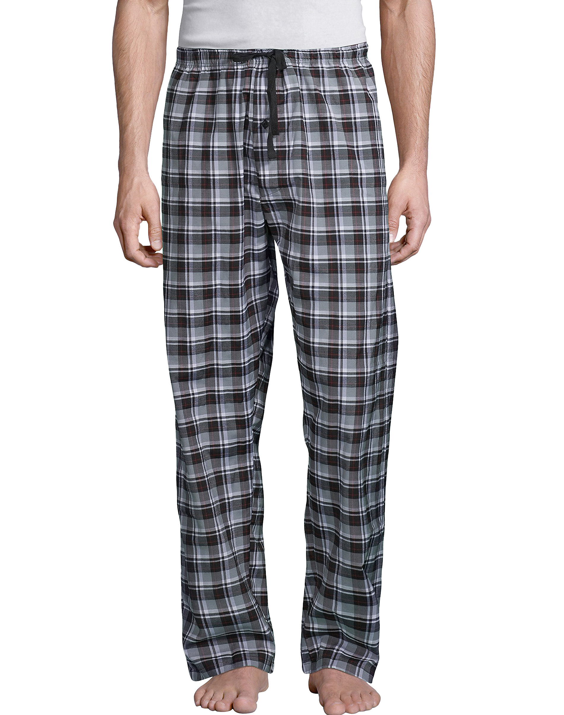Hane Tagless Pajamas Knit T Top & Woven Plaid Pants
