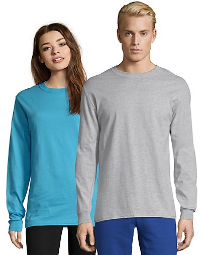 thumbnail 6  - Hanes Long Sleeve T Shirt 100% Cotton Adult Beefy Tee Thicky Heavy S-3XL 5186