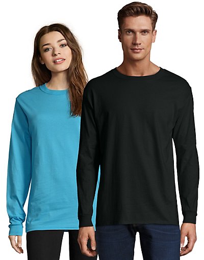 thumbnail 7  - Hanes Long Sleeve T Shirt 100% Cotton Adult Beefy Tee Thicky Heavy S-3XL 5186