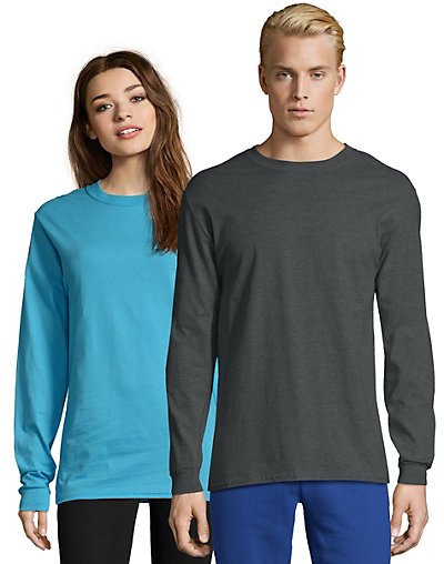 thumbnail 10  - Hanes Long Sleeve T Shirt 100% Cotton Adult Beefy Tee Thicky Heavy S-3XL 5186