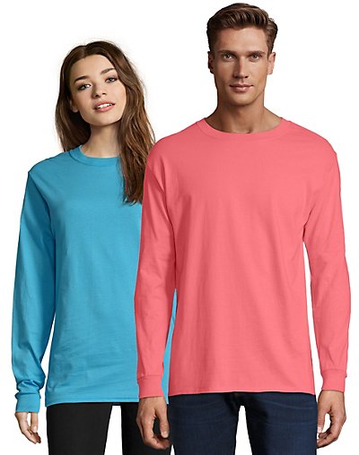 thumbnail 11  - Hanes Long Sleeve T Shirt 100% Cotton Adult Beefy Tee Thicky Heavy S-3XL 5186