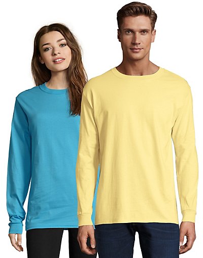 thumbnail 13  - Hanes Long Sleeve T Shirt 100% Cotton Adult Beefy Tee Thicky Heavy S-3XL 5186