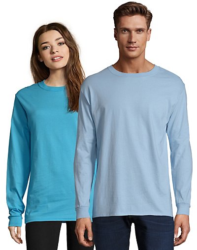 thumbnail 20  - Hanes Long Sleeve T Shirt 100% Cotton Adult Beefy Tee Thicky Heavy S-3XL 5186