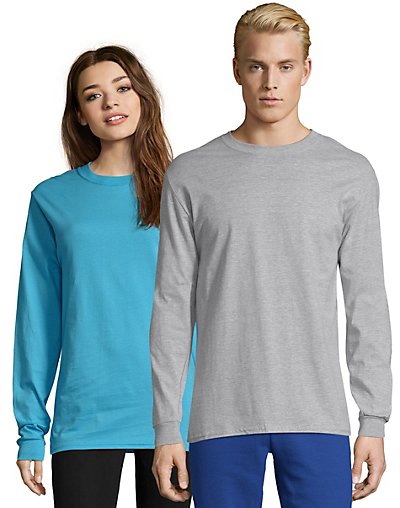 thumbnail 21  - Hanes Long Sleeve T Shirt 100% Cotton Adult Beefy Tee Thicky Heavy S-3XL 5186