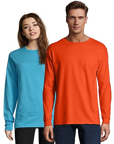 thumbnail 25  - Hanes Long Sleeve T Shirt 100% Cotton Adult Beefy Tee Thicky Heavy S-3XL 5186