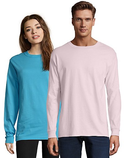 thumbnail 26  - Hanes Long Sleeve T Shirt 100% Cotton Adult Beefy Tee Thicky Heavy S-3XL 5186