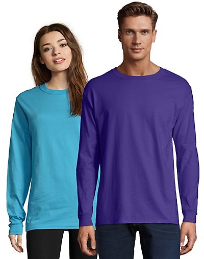 thumbnail 27  - Hanes Long Sleeve T Shirt 100% Cotton Adult Beefy Tee Thicky Heavy S-3XL 5186
