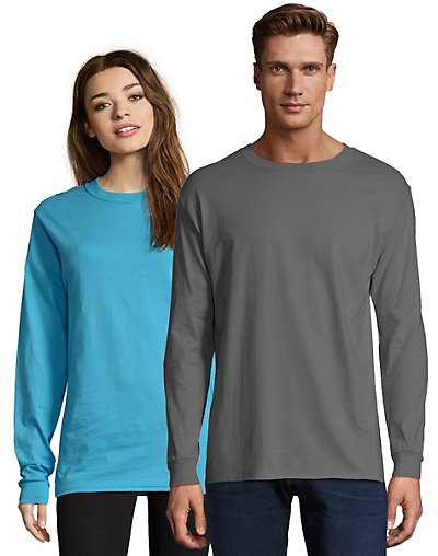 thumbnail 29  - Hanes Long Sleeve T Shirt 100% Cotton Adult Beefy Tee Thicky Heavy S-3XL 5186
