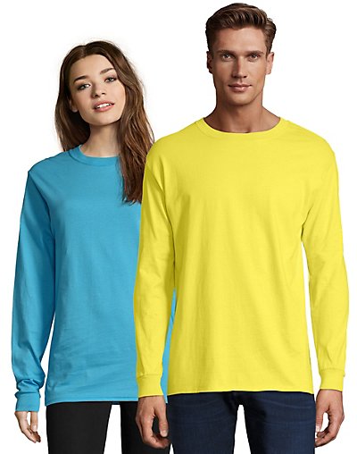 thumbnail 33  - Hanes Long Sleeve T Shirt 100% Cotton Adult Beefy Tee Thicky Heavy S-3XL 5186