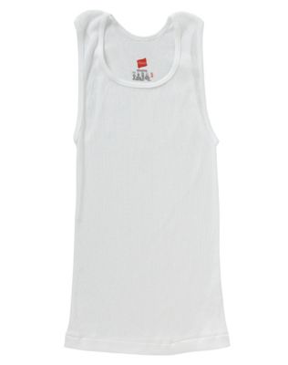 Hanes Boys' ComfortSoft Cotton A-Shirt 3-Pack Tank TAGLESS White Value size  S-XL