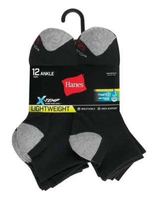 Hanes Ankle Socks 12-Pack Mens FreshIQ X-Temp Value Cool Comfort ...