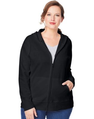 Black zip up hoodie womens plus size hot sale