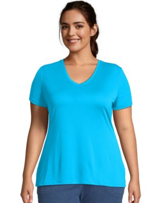 Just My Size T Shirt Cool DRI Short Sleeve Womens V-Neck Tee Plus Size ...