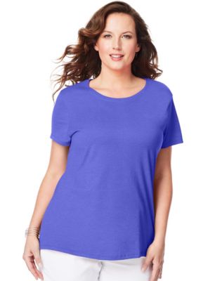 JUST MY SIZE Women's Plus-Size Short Sleeve Crew Neck Tee, Petal