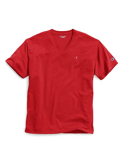 Champion Classic Jersey V-Neck T-Shirt Men's Short Sleeve Cotton Solid sz S-4XL 