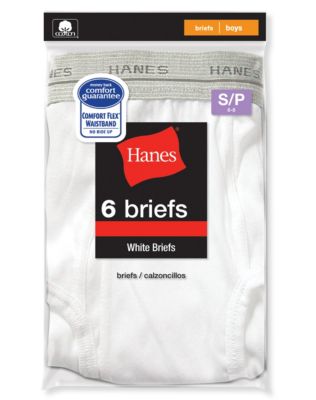 Hanes Boys' White Briefs Value 6-Pack