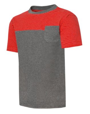 UPC 617914000936 product image for Hanes X-Temp Boys' Colorblock Pocket Short-Sleeve T-Shirt Crimson Stripe/Slate H | upcitemdb.com
